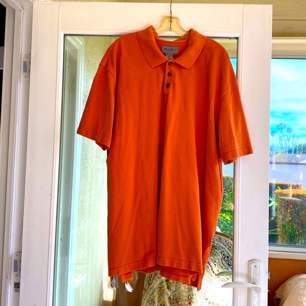 VINTAGE EDDIE BAUER MEN’S ORANGE SHORT SLEEVE 100% COTTON POLO SHIRT XXL… - Picture 4 of 10